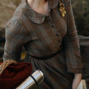 ISO SDF BROWN PLAID TARTAN DRESS